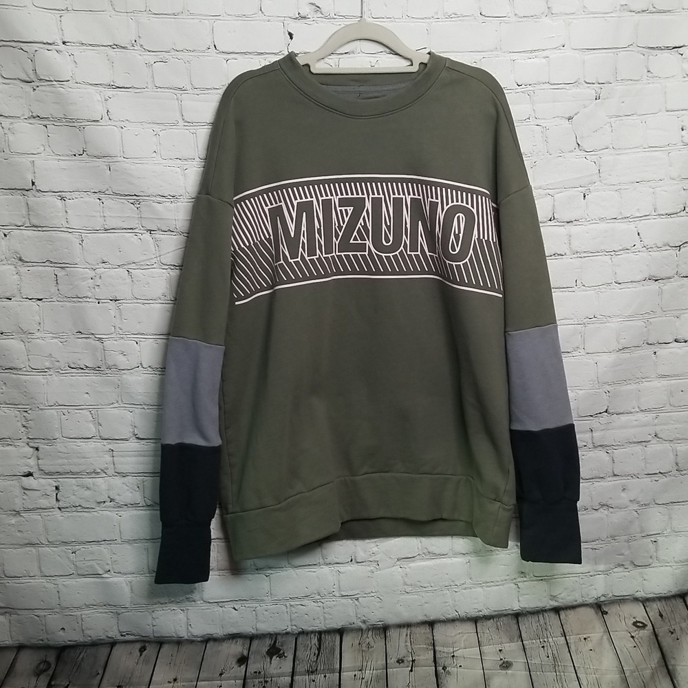 Mizuno Mens Sweatshirt Green Grey Medium
